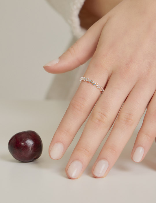 【925純銀】簍空愛心可調式戒指(銀)