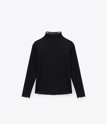 微透木耳邊薄長袖上衣