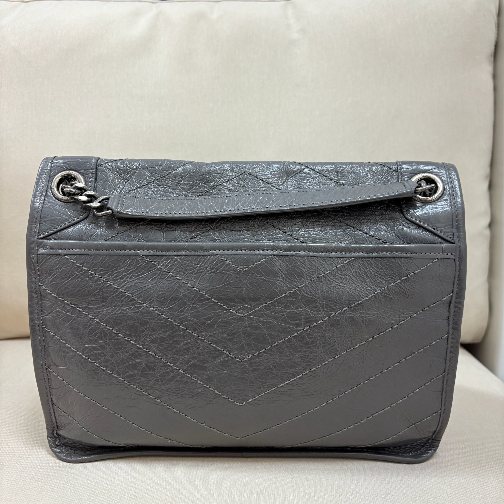 YSL Niki Medium Bag - Grey / Shw