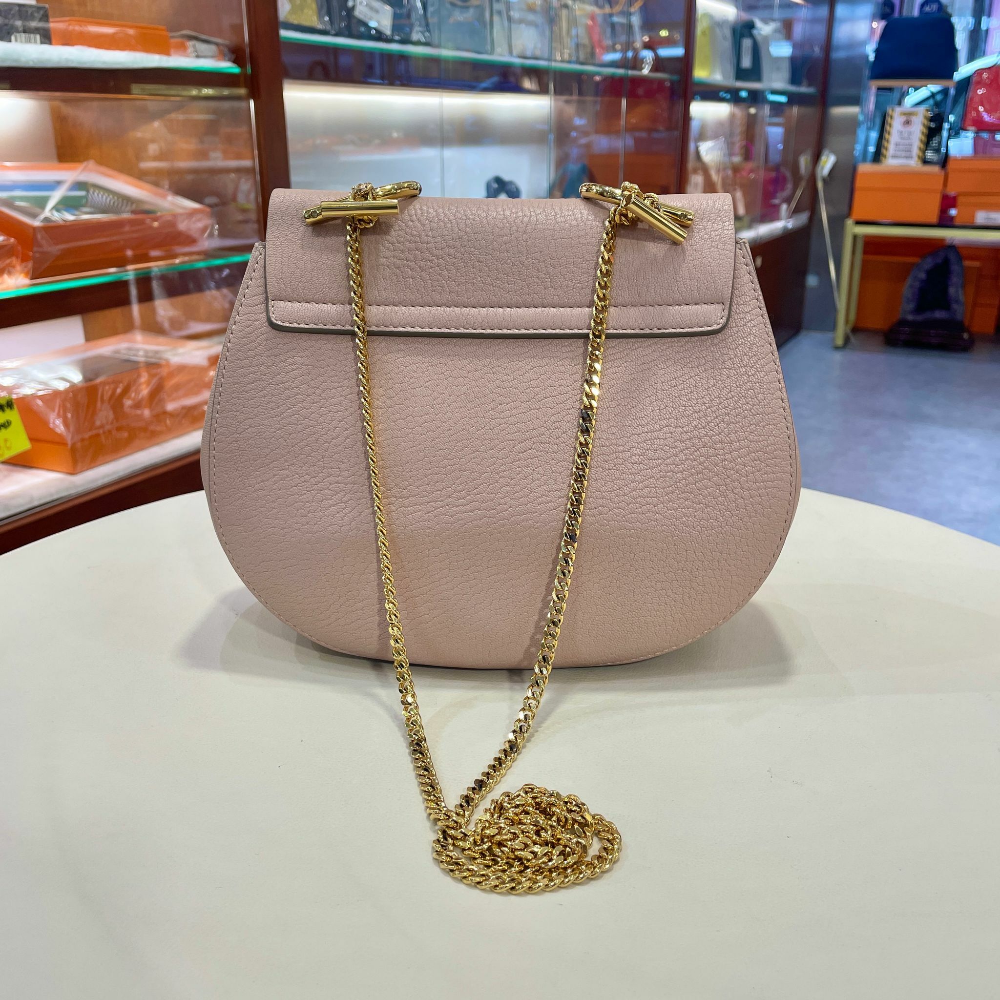 98%NEW二手CHLOE斜揹袋 DREW SHOULDER BAG 粉色/金扣 #香榭站正品