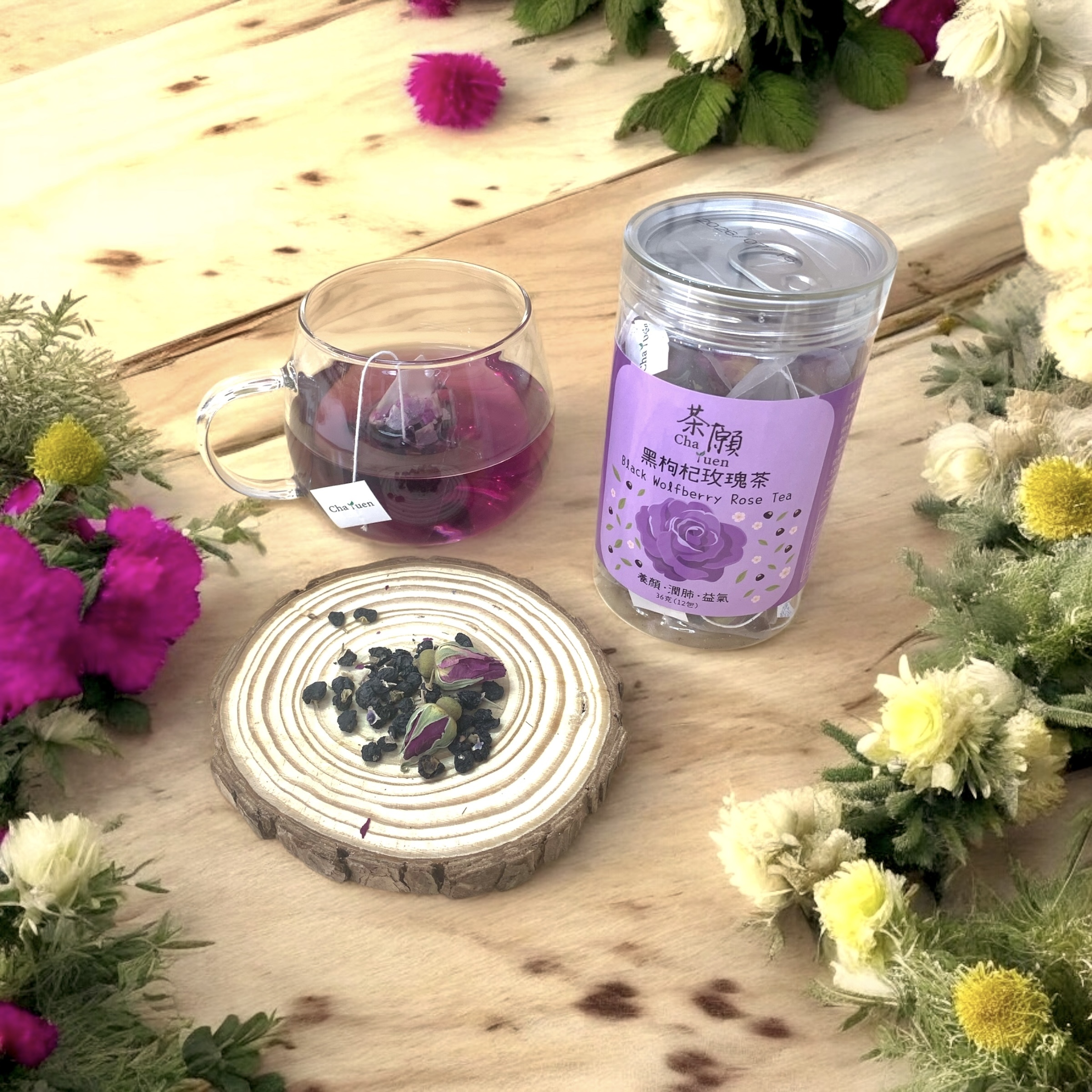 Cha Yuen - Black wolfberry rose tea 12 packs