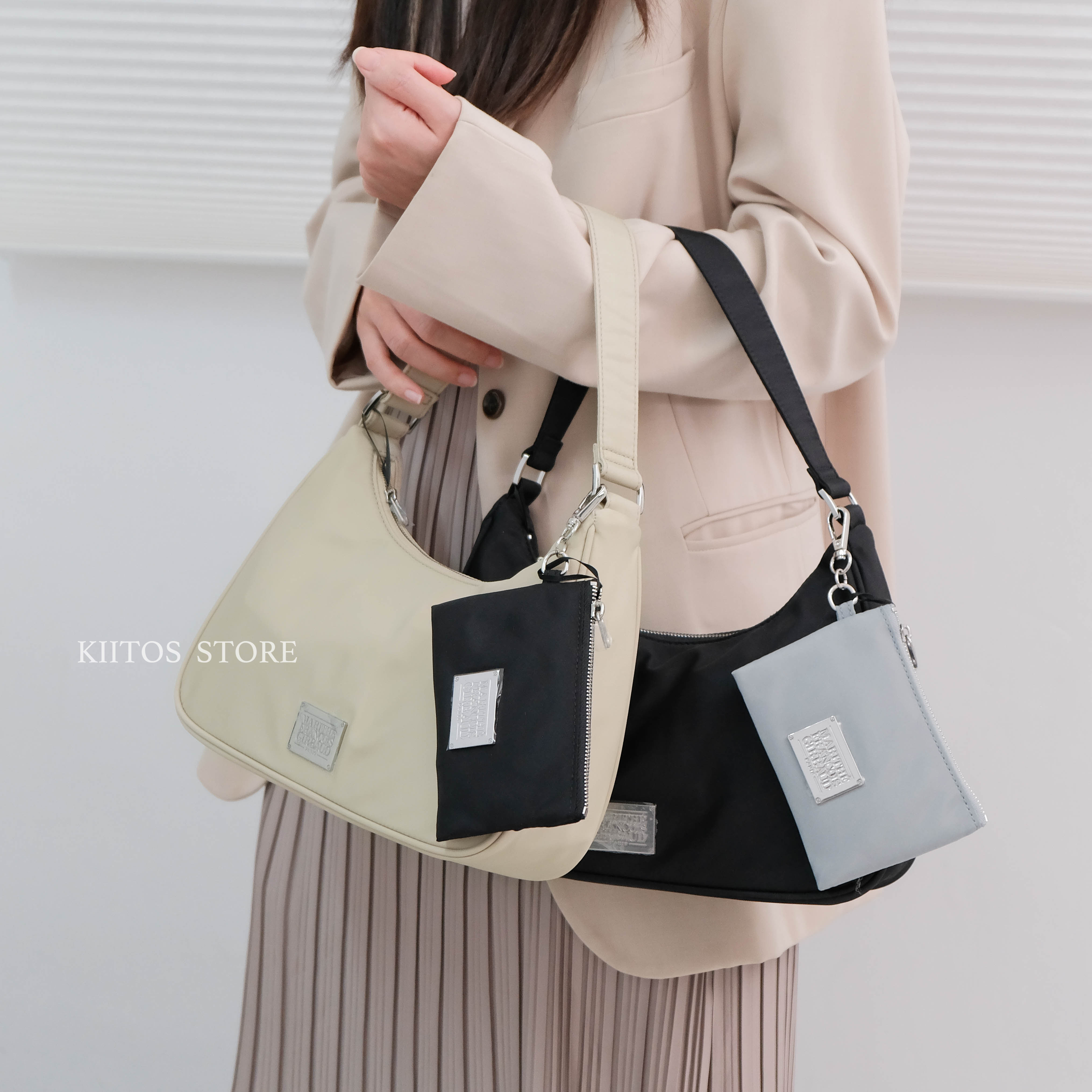 現貨   韓國代購  Marithe Francois Girbaud MFG 經典鐵牌 Hobo 單肩 鑰匙圈 手拿小包 肩背包