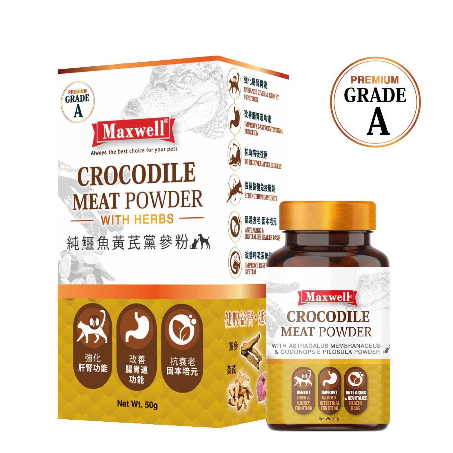 Maxwell Wild - Grade A 純鱷魚黃黨參粉 -50g (MXA-4729)