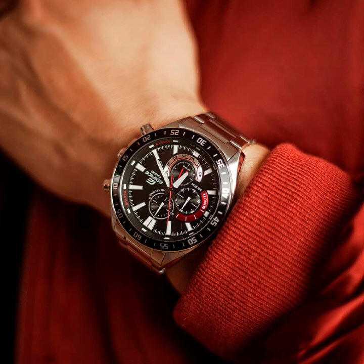 萬年鐘錶 CASIO 卡西歐 EDIFICE 系列 三眼賽車運動風大錶徑男錶  EFV-620D-1A4  錶徑 : 50.5mm