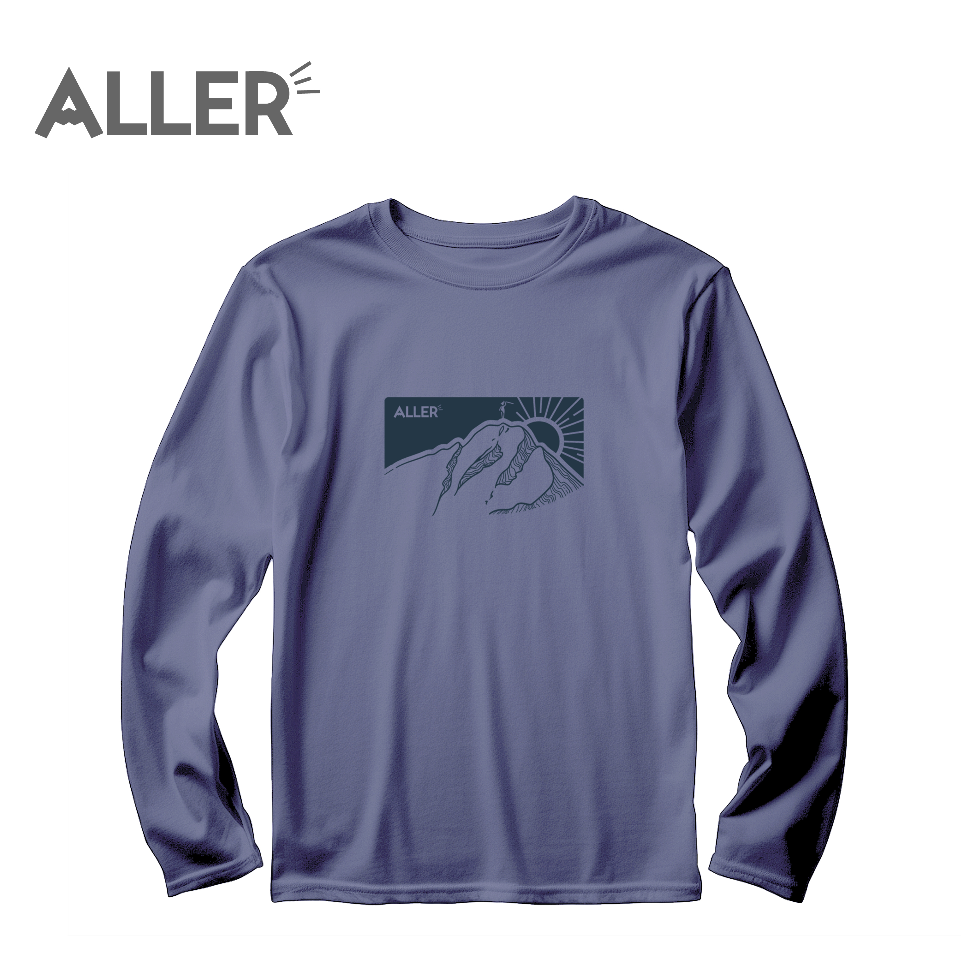 ALLER x 台灣阿里山─日出攻頂 莫代爾長袖 T-shirt 中性款 11AL2001L-BU
