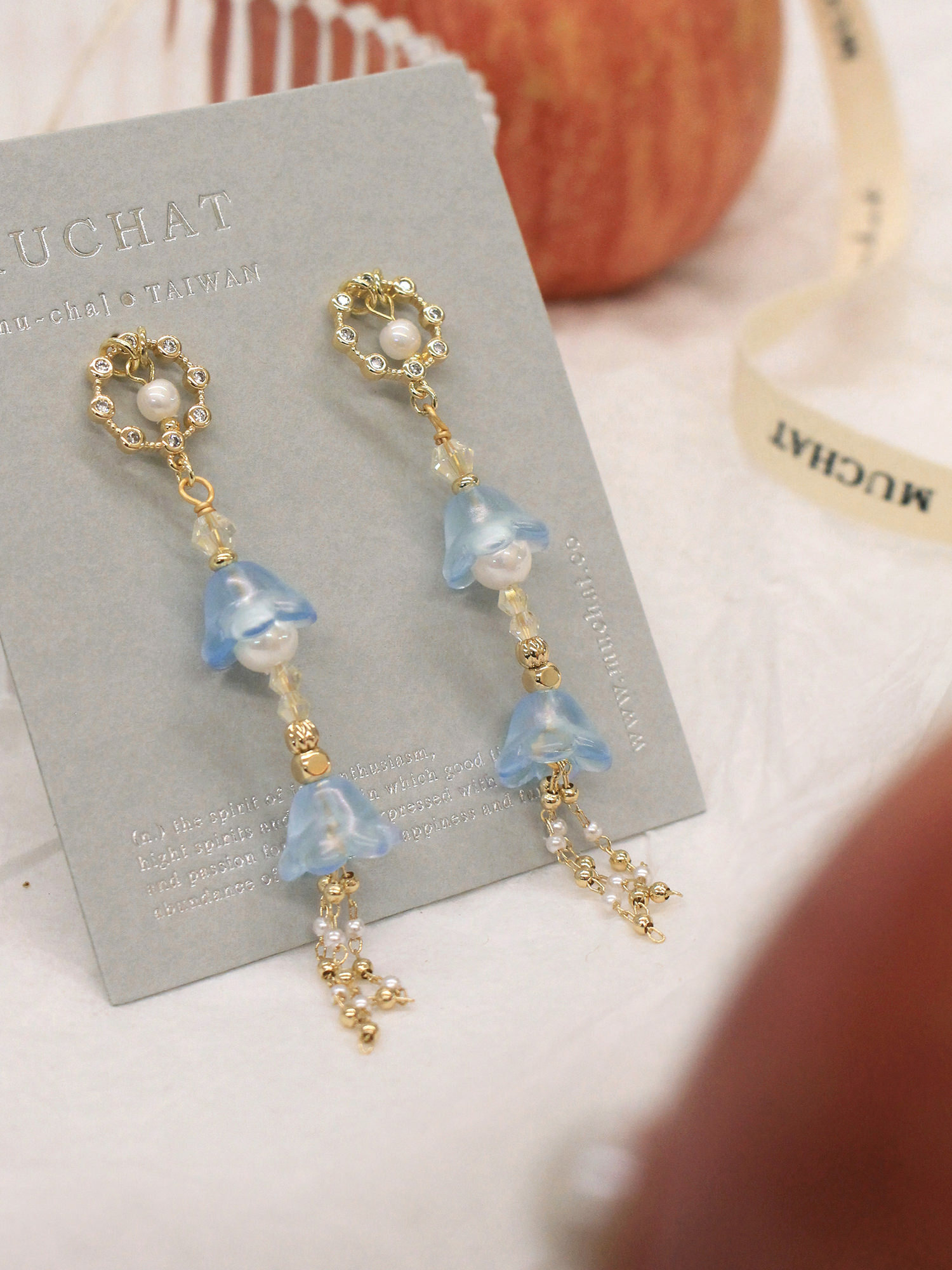 浪漫超能力。MUCHAT手作14KGP鋯石鈴蘭花流蘇純銀針耳環