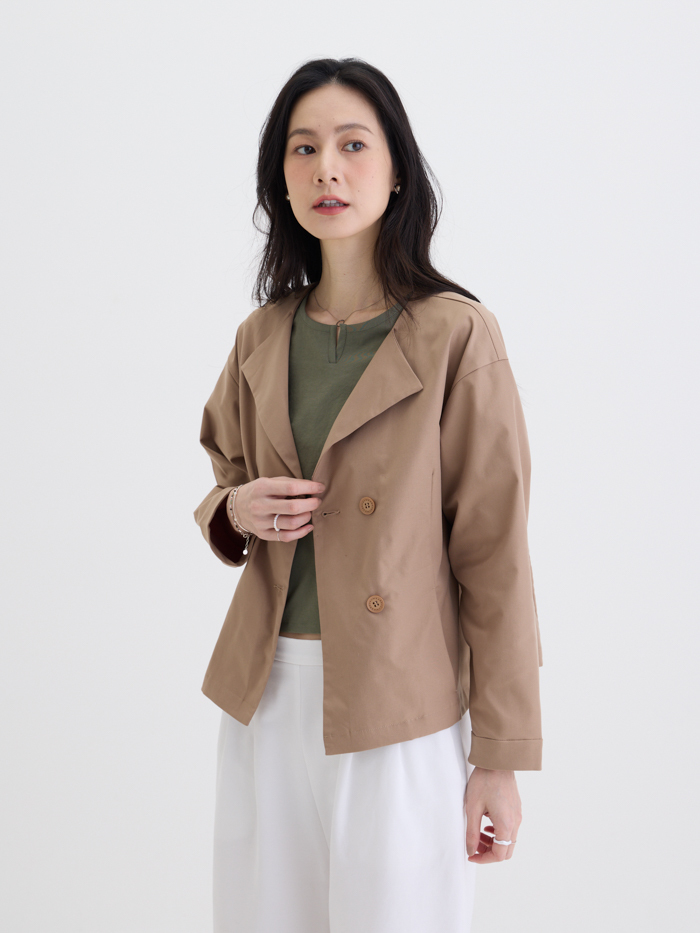 三角V領外套-薄茶