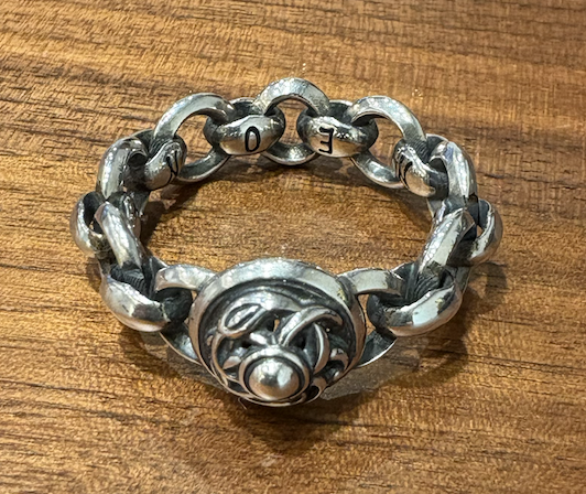 MF Ring: Mini Silk link with Circles & Crane Dome