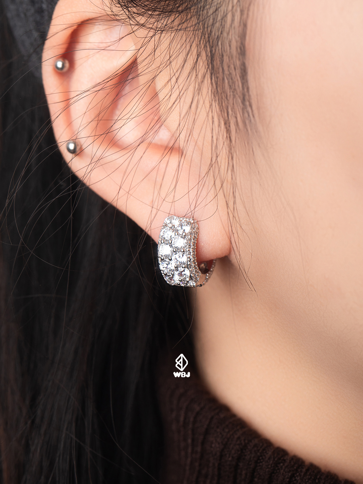 雙排鑲嵌永恆耳環