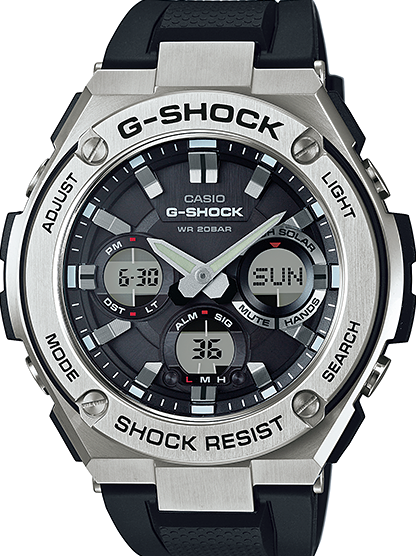 萬年鐘錶 - G-SHOCK  G-STEEL系列  強悍雙顯太陽能運動男錶  GST-S110-1A 錶徑 : 52.4mm
