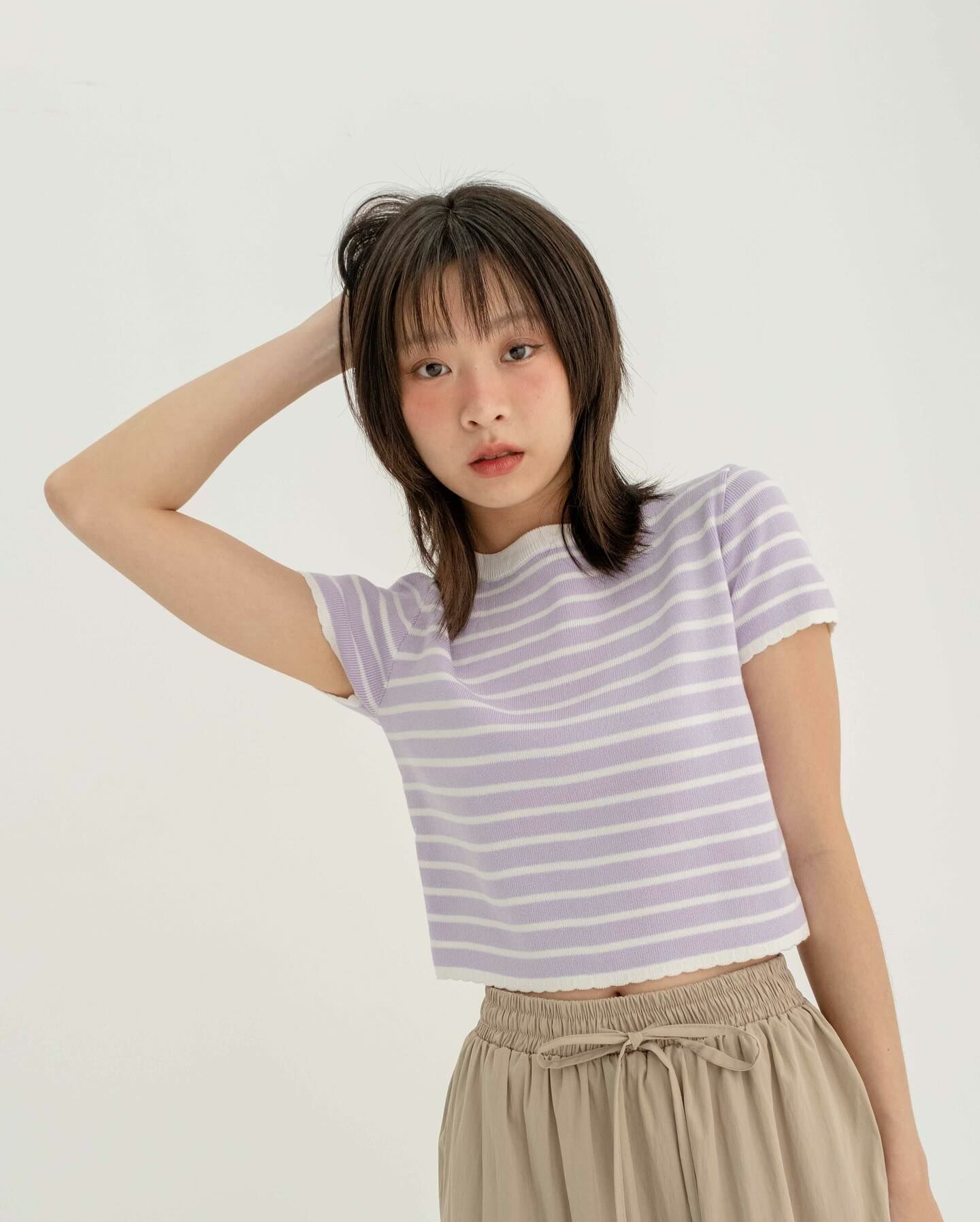 Kimmame - Sky Crop Knit 短袖上衣