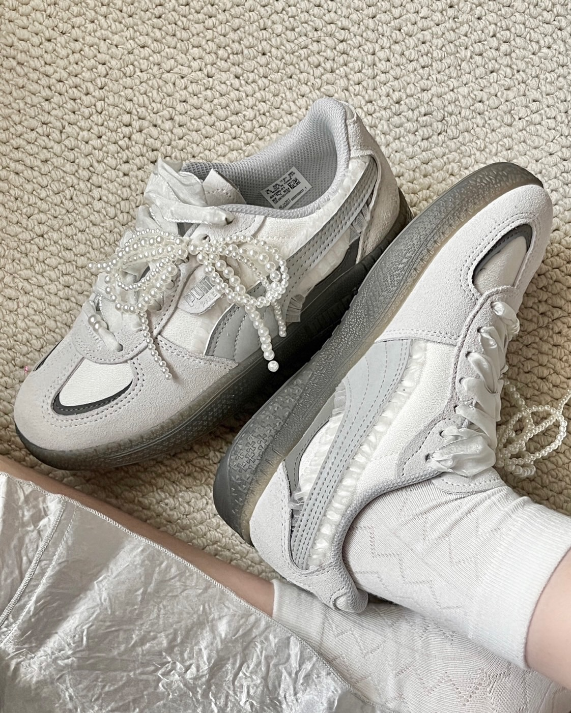 PUMA WMS PALERMO MODA GLAM 芭蕾風 德訓鞋 復古 休閒鞋 迷霧灰 女裝款