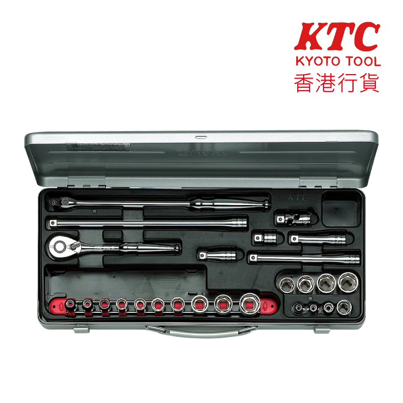 KTC 9.5sq.套筒扳手套裝【26件】(TB318)