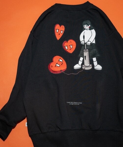 <聯名大學T> Freak's Store x Kurt Wu 氣球 girl crew sweat 刺繡衛衣 背後女生