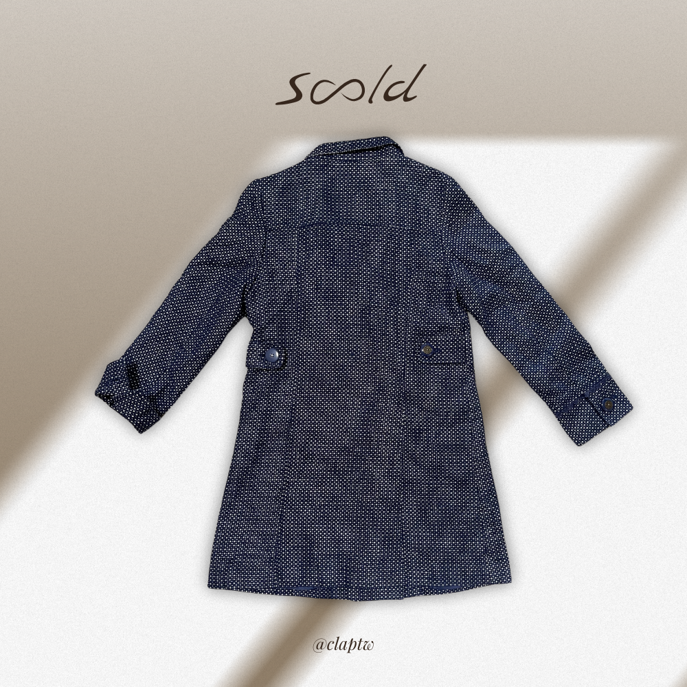 蕾絲滾邊雙排扣長大衣