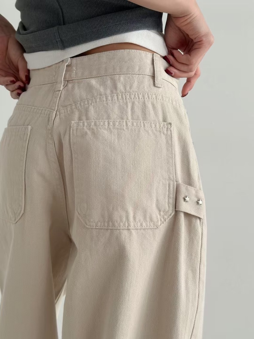 stars club straight leg trousers in BEIGE