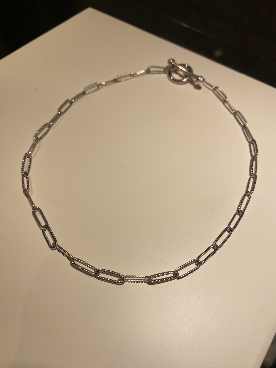 伊絲塔爾迴紋針造型珍珠項鍊(銀)