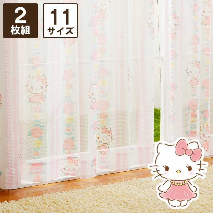 20097-KT Sanrio Hello Kitty 花圖案窗紗 (一套2塊) #JP-BD20-SB-522-S