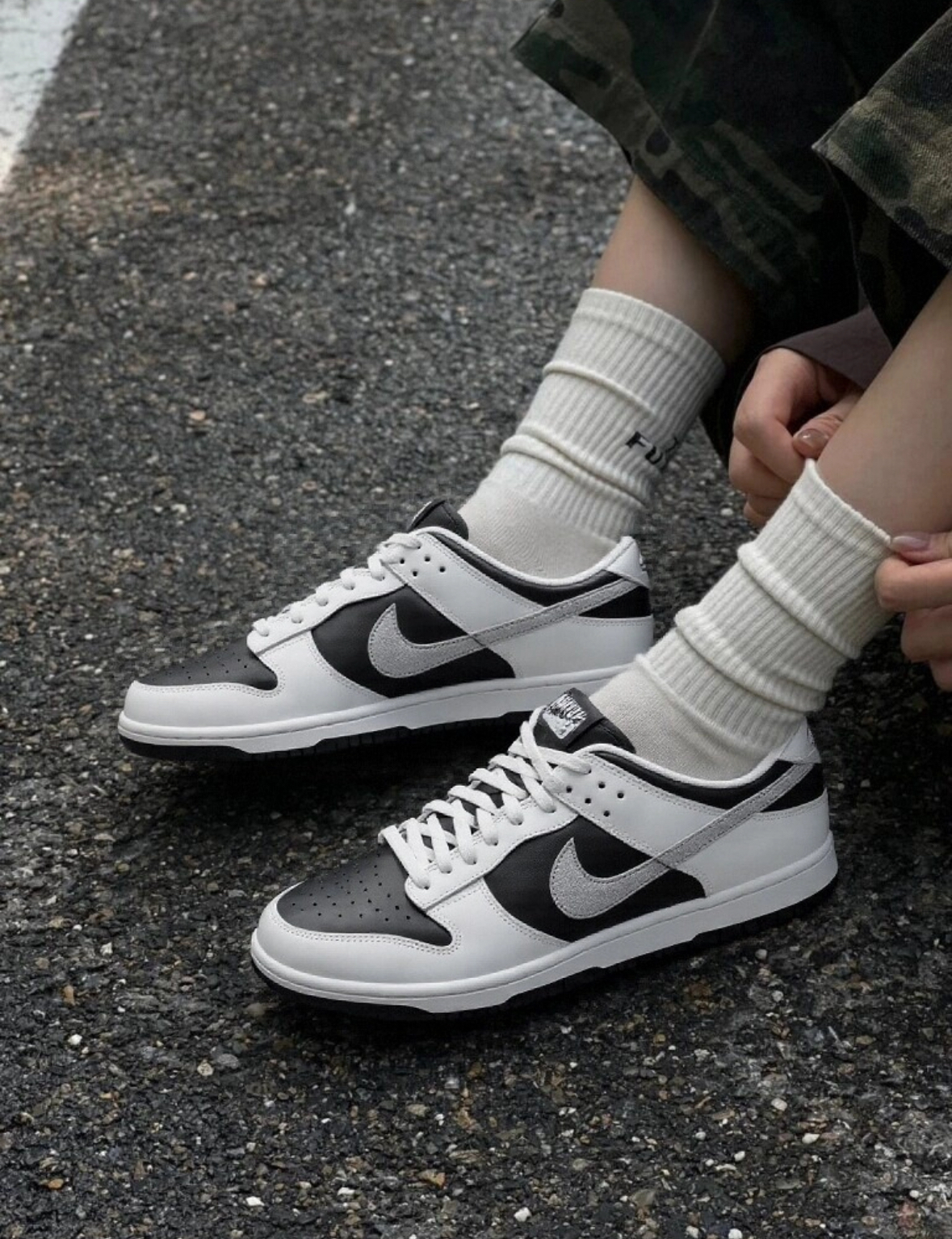 Nike Dunk Low 反轉熊貓 灰勾 白黑色 皮革 男款 IB4620-141/預購