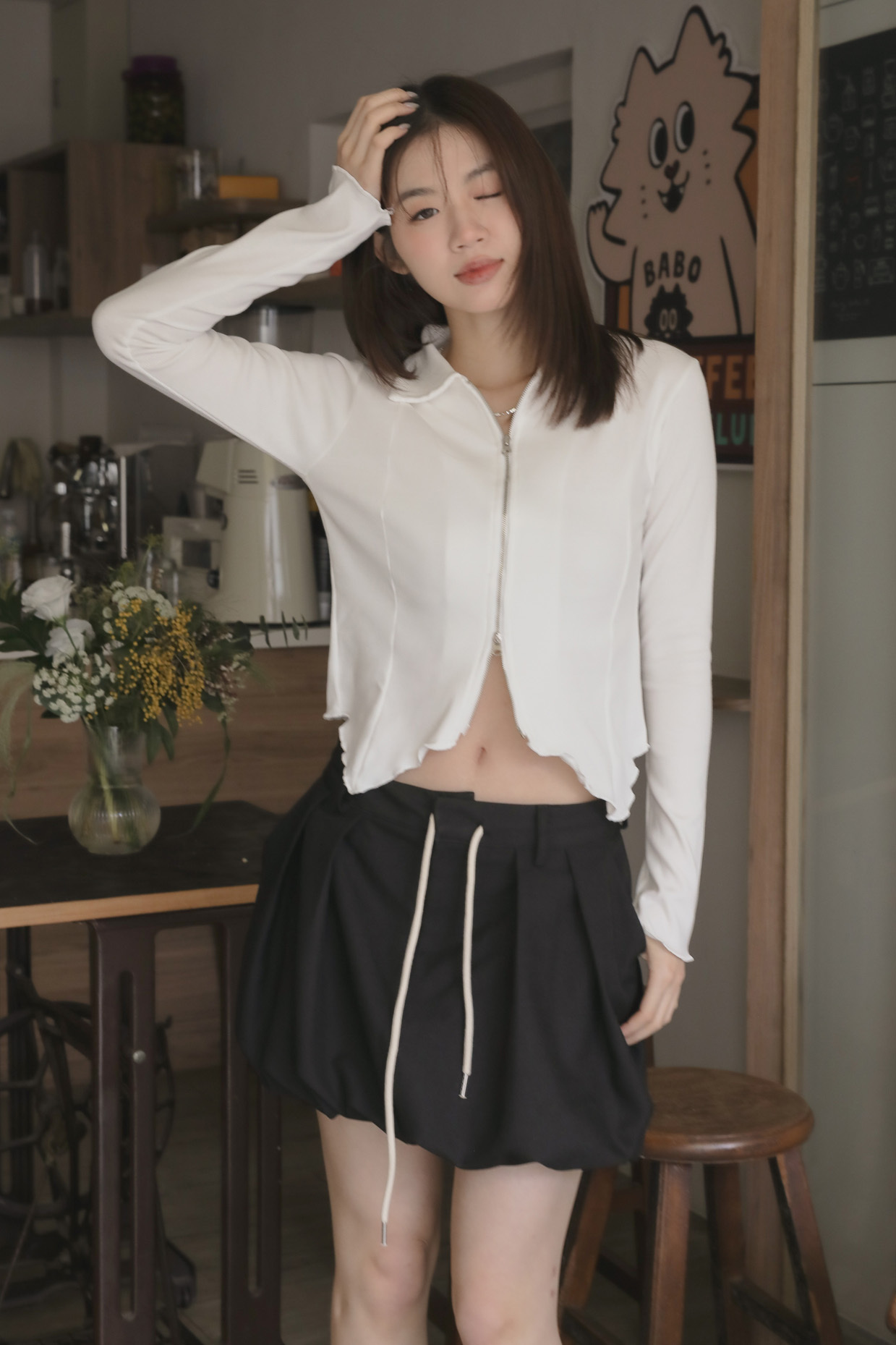 Blanc Collar Zip Up #罩衫