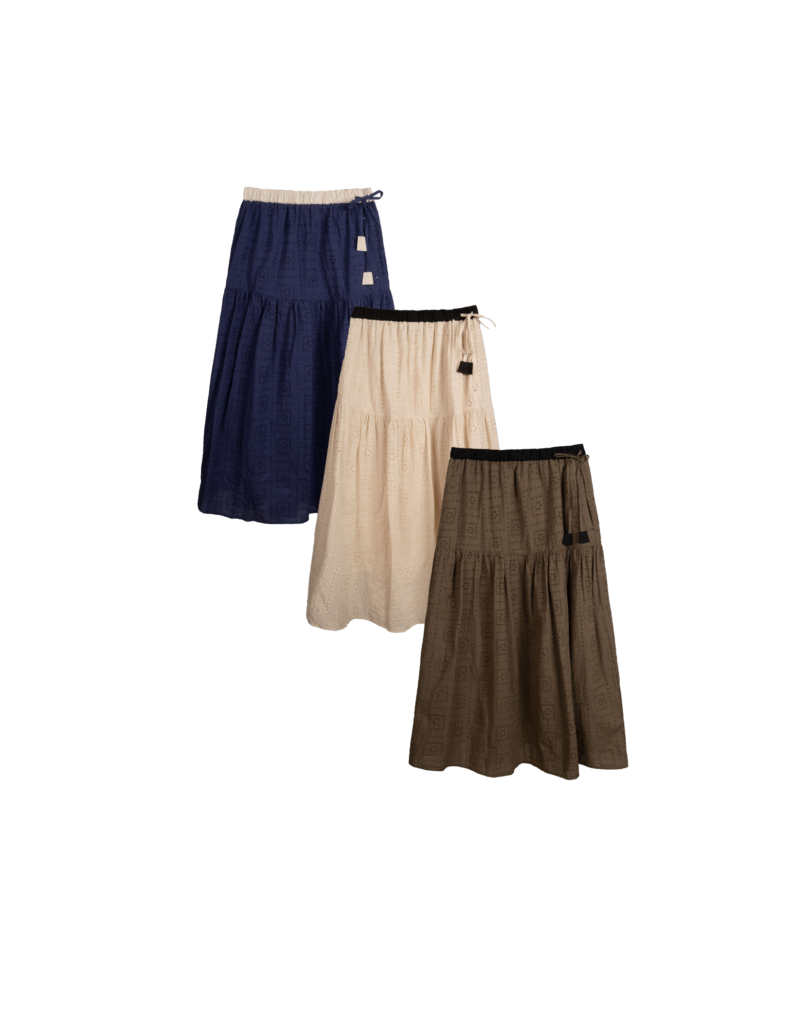 洞洞通花撞色傘型半裙