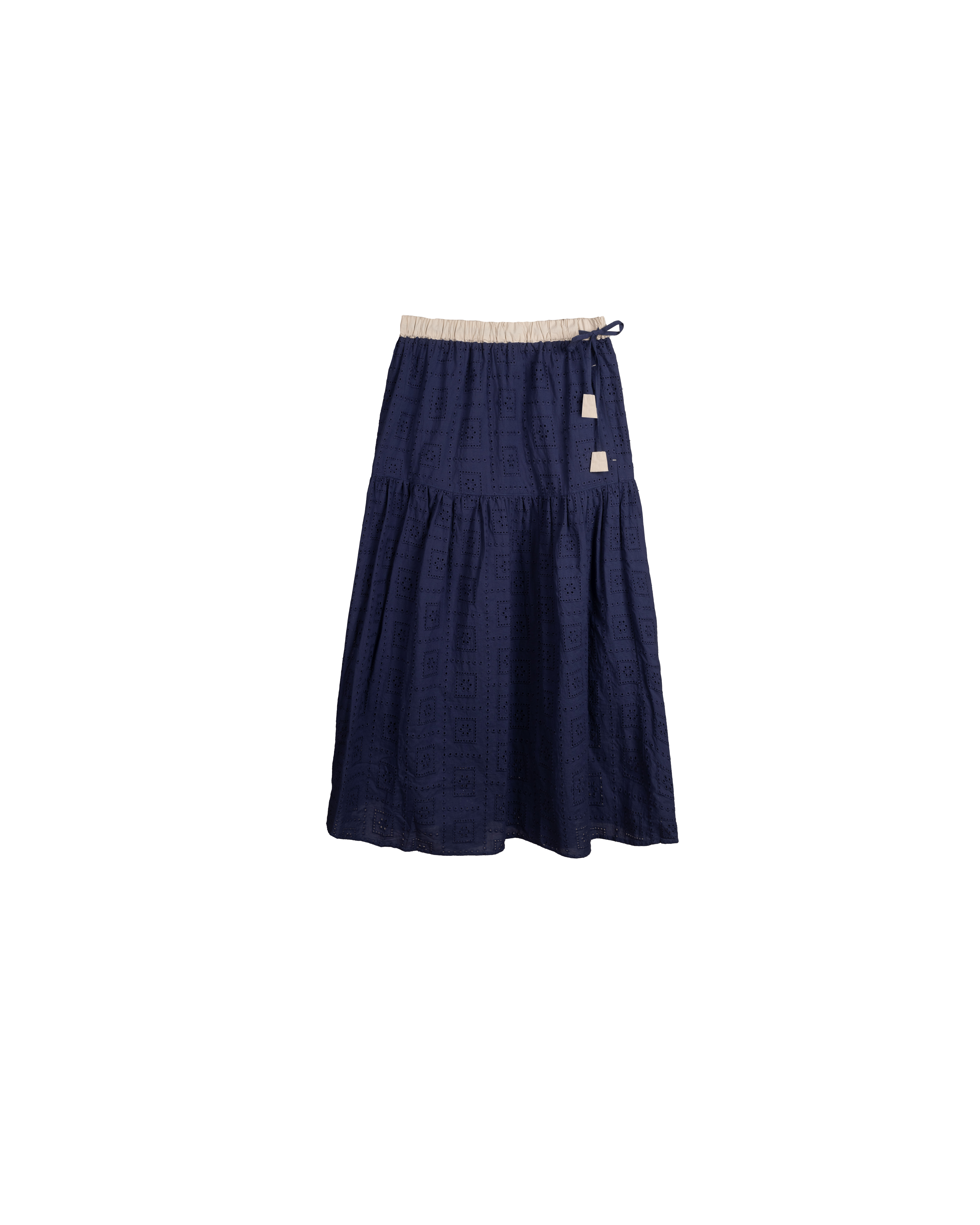 洞洞通花撞色傘型半裙