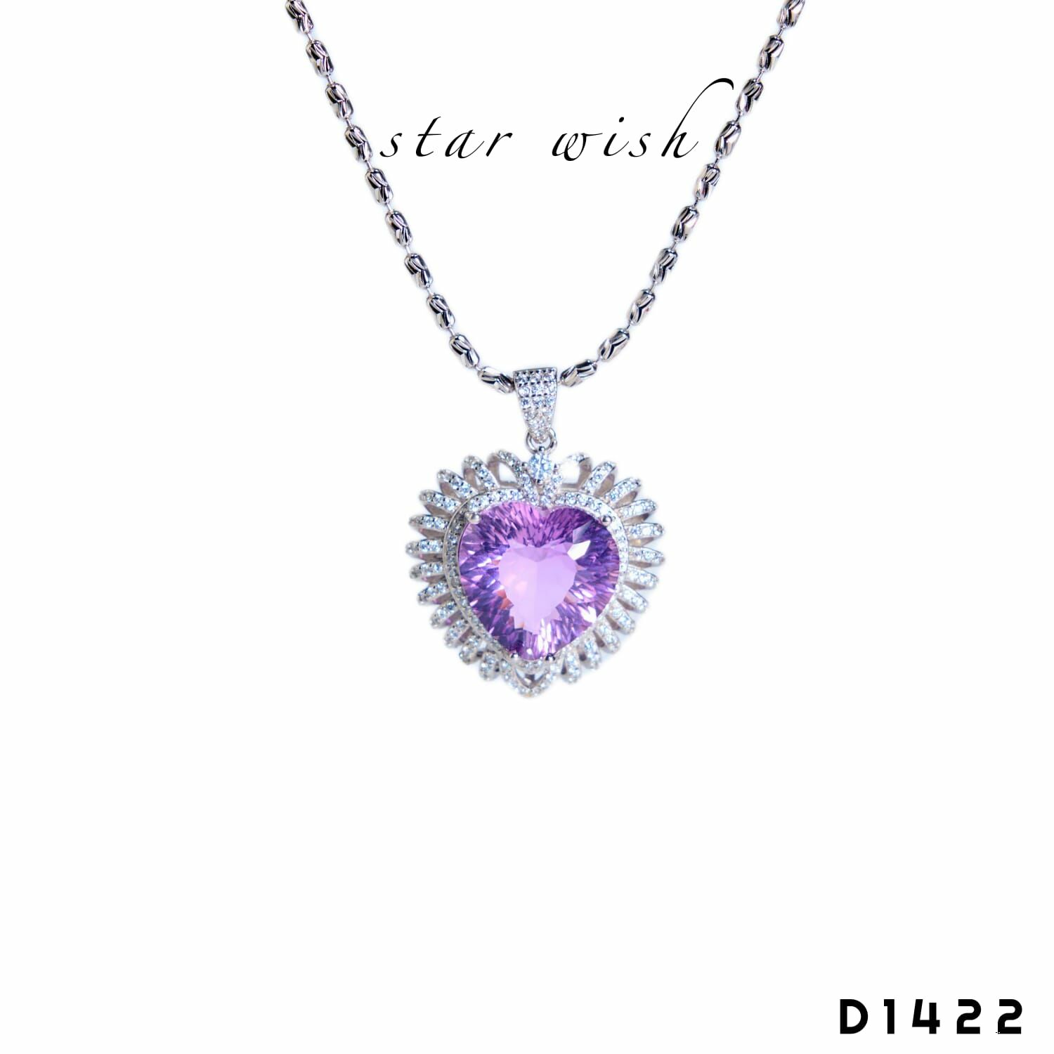 Star Wish Jewellery 925銀 千禧紫水晶吊墜+鏈- D1422