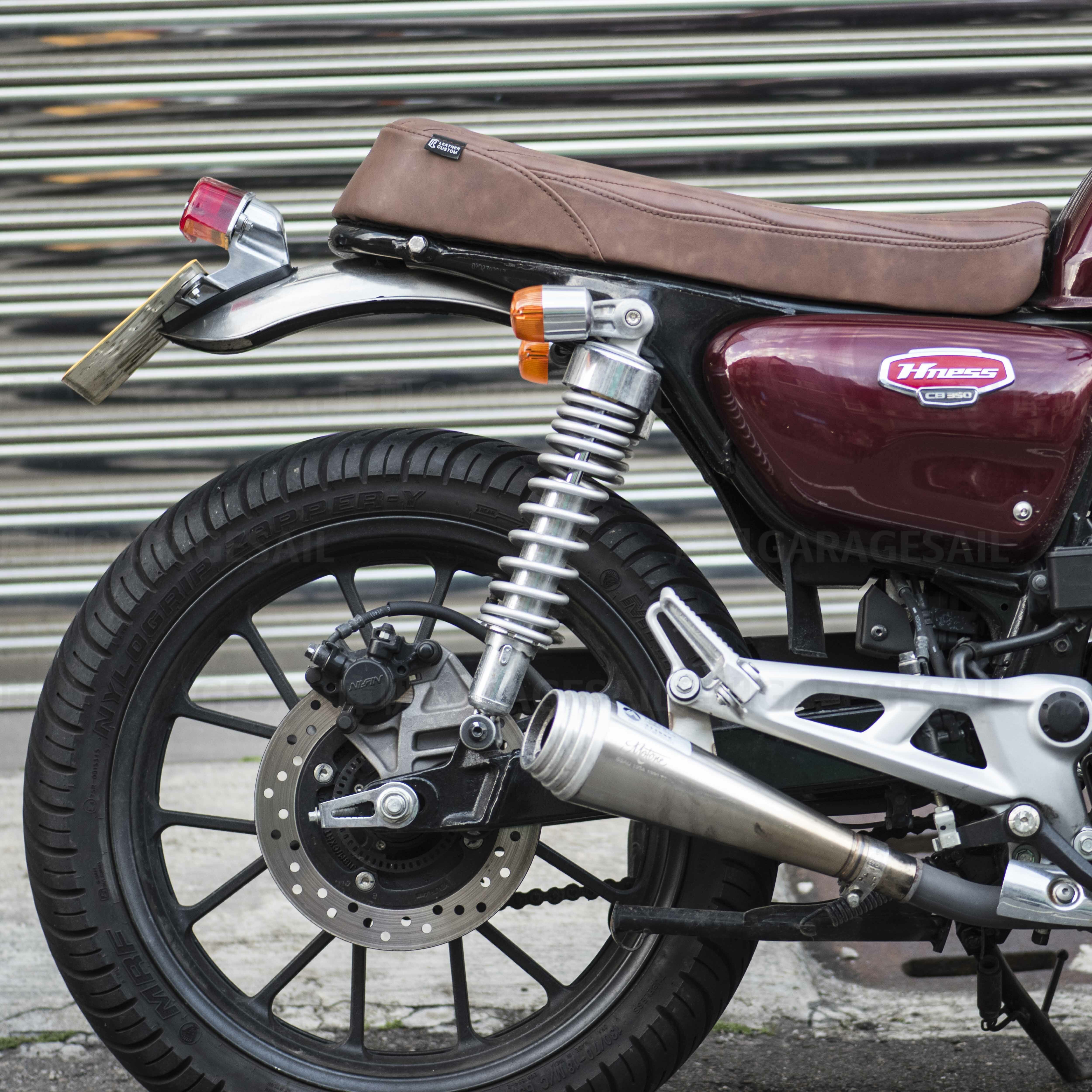 HideWork 本田 CB350 專用 不鏽鋼 後短土除套件 (含盧卡斯尾燈) - 拋光銀