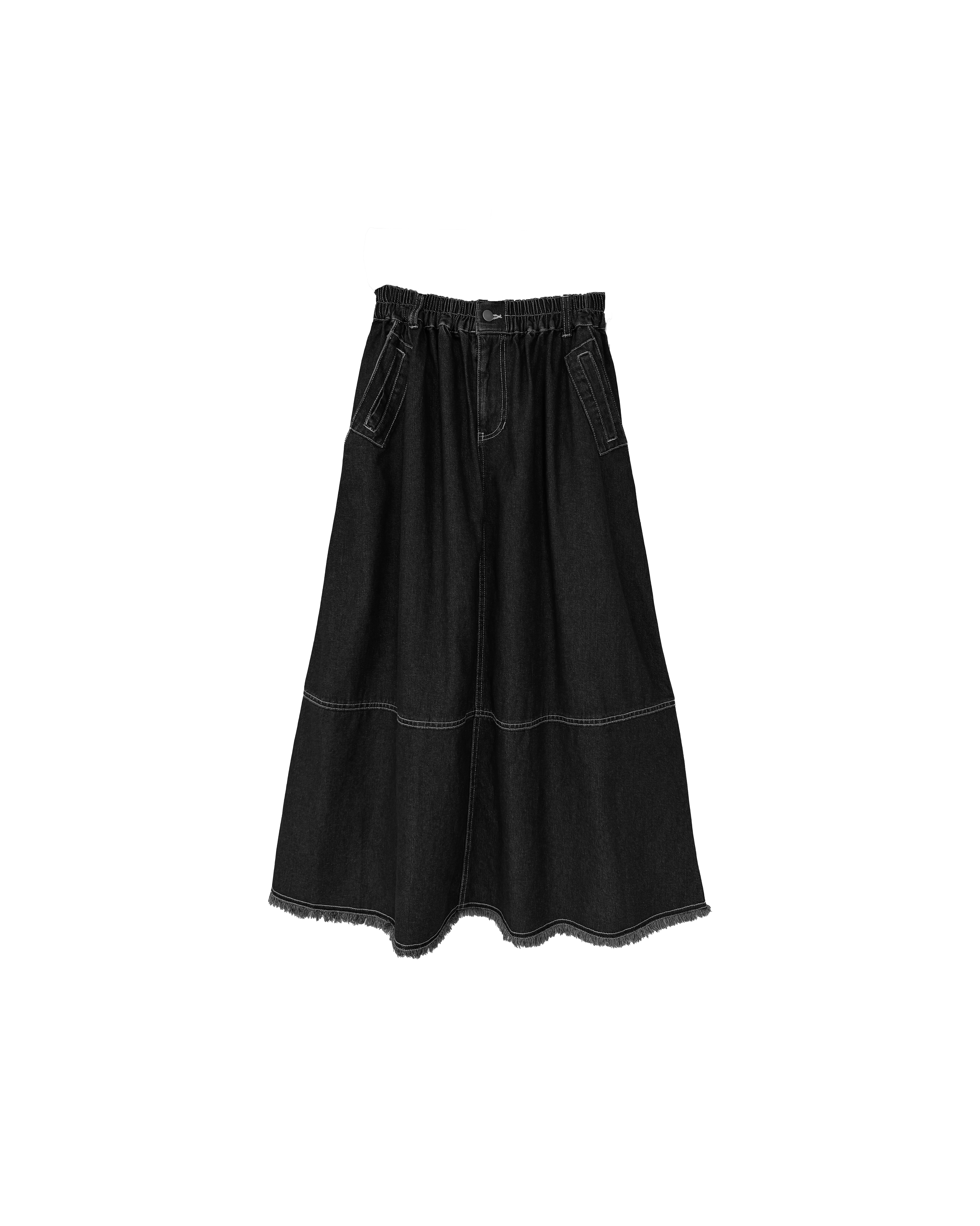 洗水橡筋橫明線微披口半裙