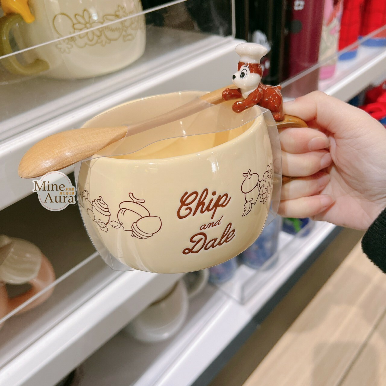 黑鼻 奇奇 Chip 立體公仔造型 湯勺+馬克杯 組 水杯 湯杯 奇奇蒂蒂 Chip 'n Dale -香港迪士尼樂園