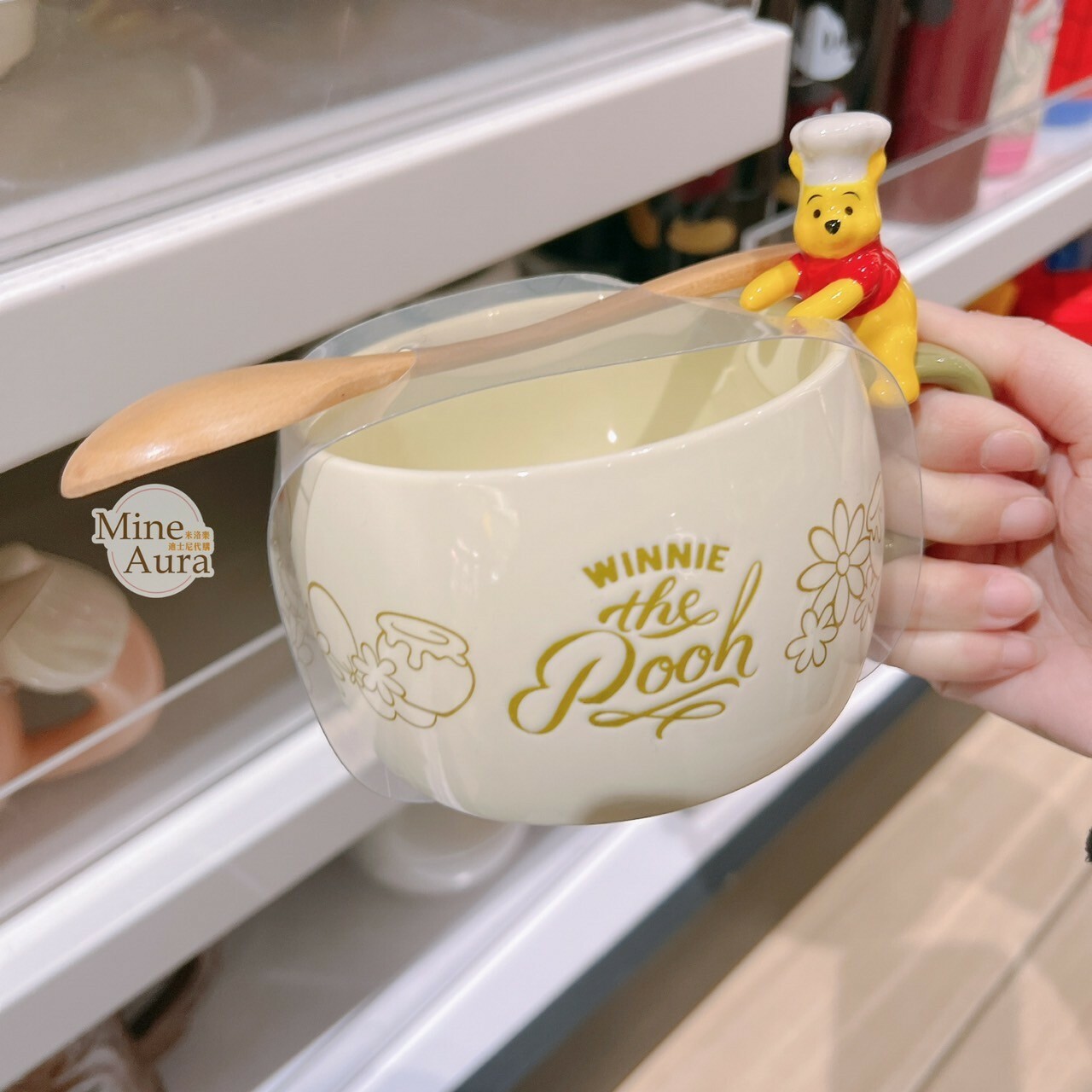小熊維尼 Winnie the Pooh 立體公仔造型 湯勺+馬克杯 組 水杯 湯杯 -香港迪士尼樂園