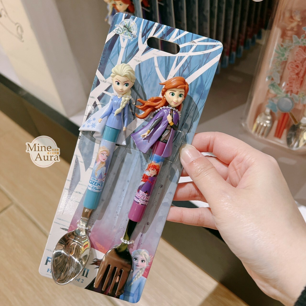 艾莎 Elsa 安娜Anna 造型 湯匙 叉子 餐具 2入組 冰雪奇緣 Frozen -香港迪士尼樂園