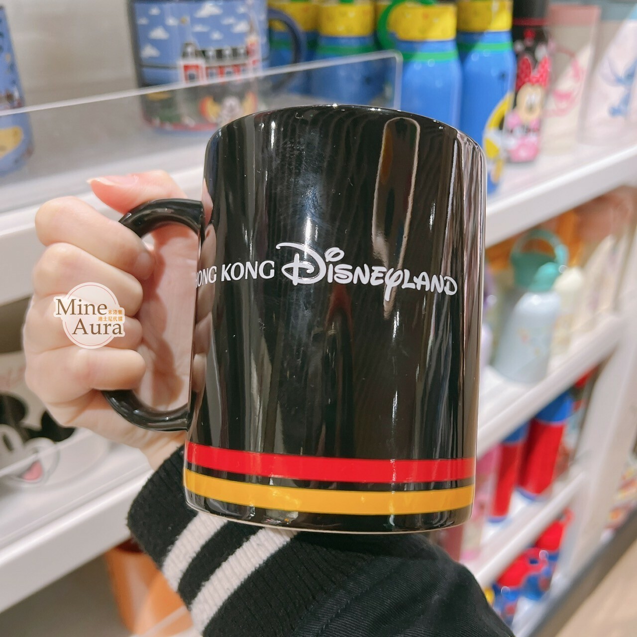 米奇 Mickey 經典造型 站姿圖案 黑色底 陶瓷馬克杯 水杯 -香港迪士尼樂園