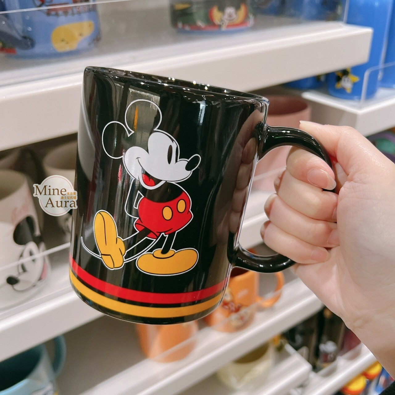 米奇 Mickey 經典造型 站姿圖案 黑色底 陶瓷馬克杯 水杯 -香港迪士尼樂園
