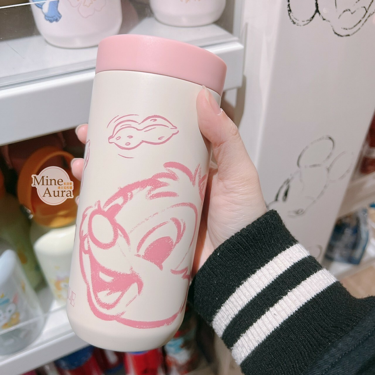 奇奇蒂蒂 Chip 'n Dale 大臉圖案 粉色 隨身 水瓶 水壺 -香港迪士尼樂園