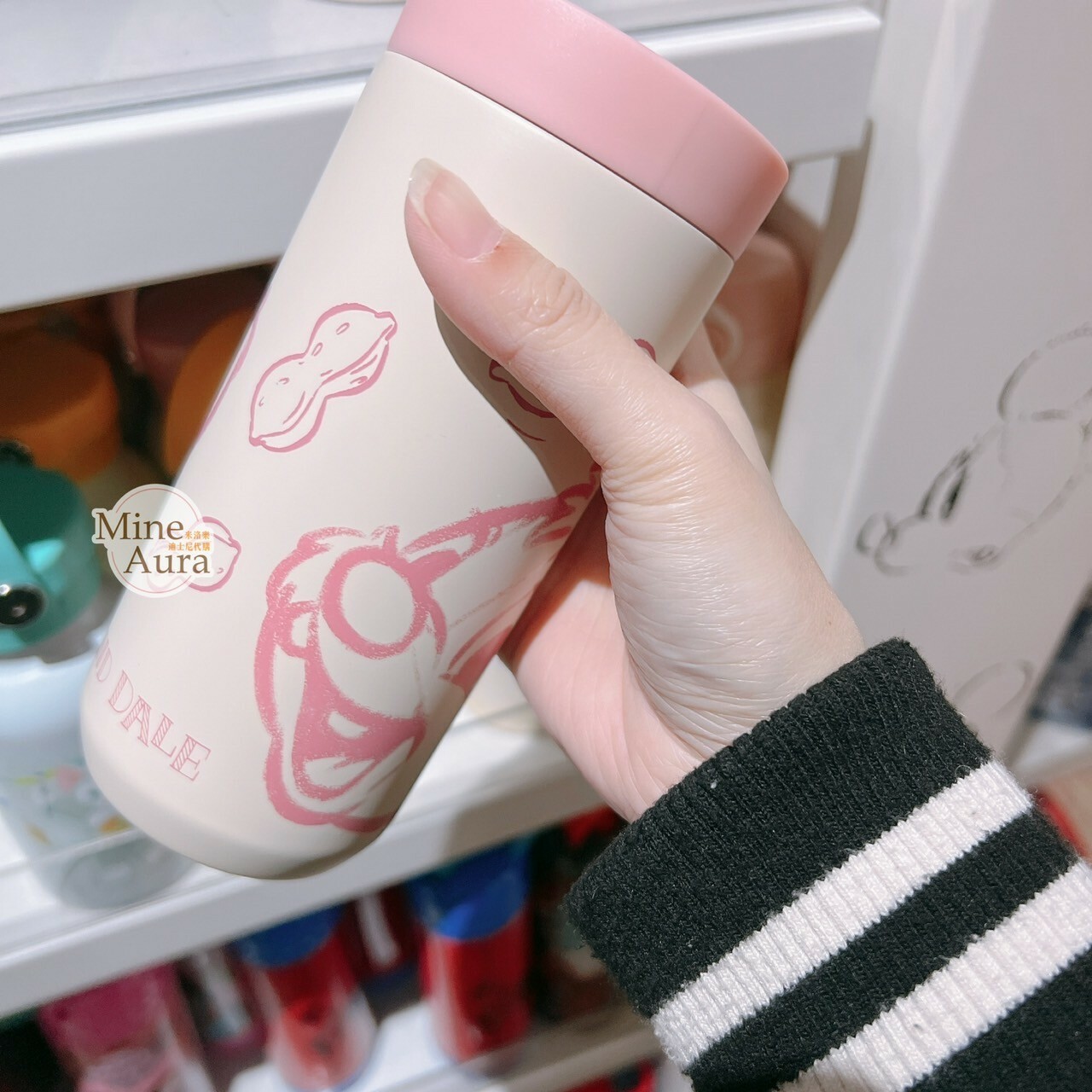 奇奇蒂蒂 Chip 'n Dale 大臉圖案 粉色 隨身 水瓶 水壺 -香港迪士尼樂園