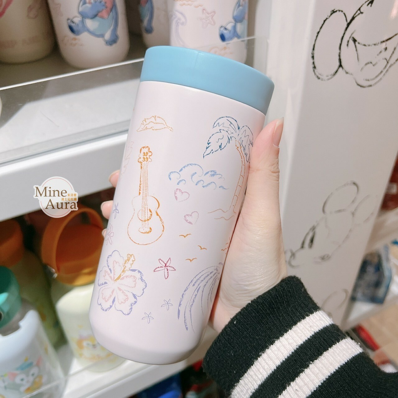 史迪奇 Stitch 單手抱愛心 舉手 圖案 藍色 隨身 水瓶 水壺 星際寶貝 Lilo & Stitch -香港迪士尼樂園