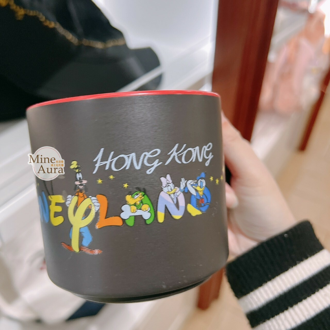 樂園限定 米奇 Mickey 好友集合 彩色圖案 黑色底 陶瓷馬克杯 水杯 -香港迪士尼樂園