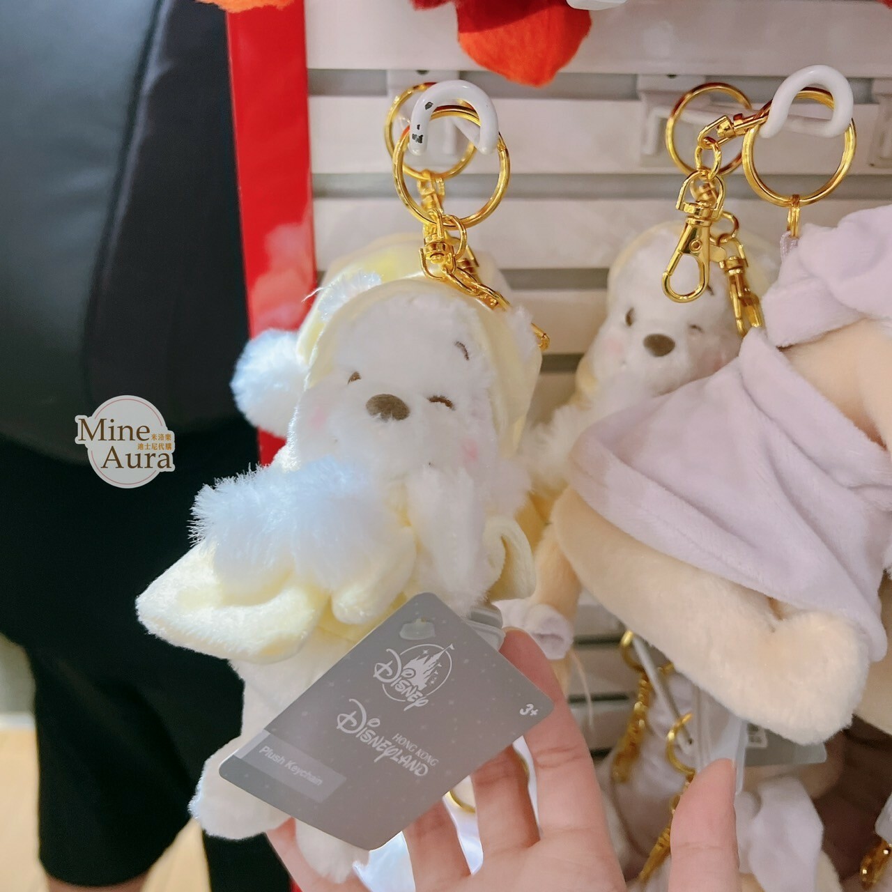 冬日甜心系列 小熊維尼 Winnie the Pooh 戴帽圍巾造型 絨毛 吊飾 鑰匙圈 -香港迪士尼樂園