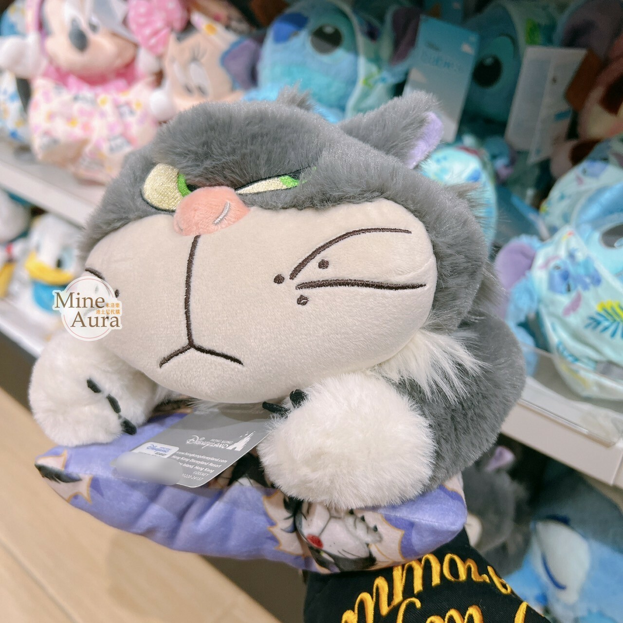 路西法 魯斯佛 Lucife 壞貓咪 趴趴 趴姿 睡顏 枕頭 造型 娃娃 玩偶 -香港迪士尼樂園