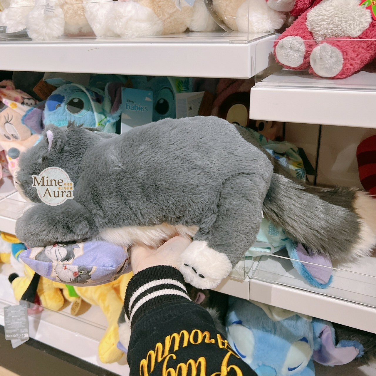 路西法 魯斯佛 Lucife 壞貓咪 趴趴 趴姿 睡顏 枕頭 造型 娃娃 玩偶 -香港迪士尼樂園