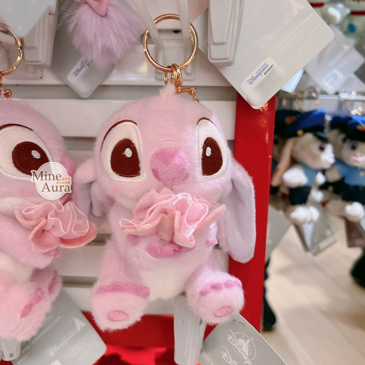 櫻花物語 櫻花粉 史迪奇 Stitch 絨毛 鑰匙圈 吊飾 星際寶貝 Lilo & Stitch -香港迪士尼樂園