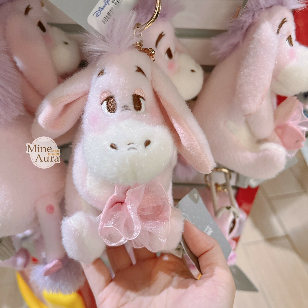 櫻花物語 櫻花粉 屹耳 Eeyore 絨毛 鑰匙圈 吊飾 小熊維尼 Winnie the Pooh -香港迪士尼樂園