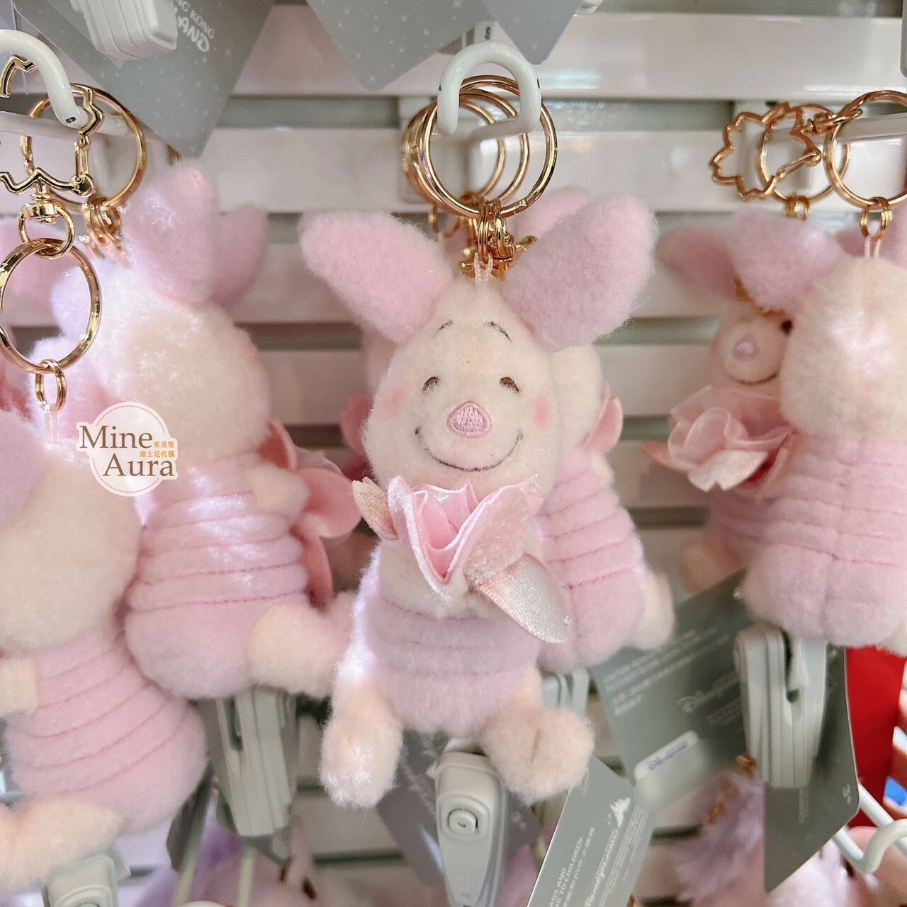 櫻花物語 櫻花粉 小豬 皮傑 piglet 絨毛 鑰匙圈 吊飾 小熊維尼 Winnie the Pooh -香港迪士尼樂園