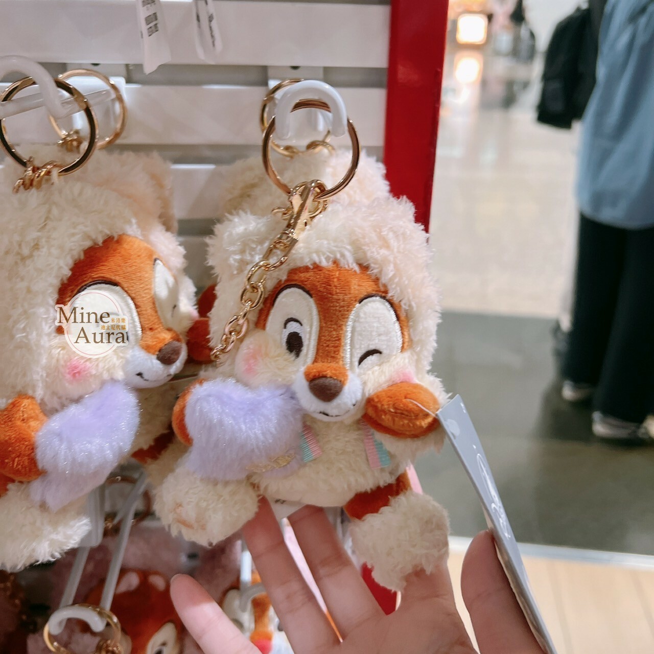 睡衣派對系列 黑鼻 奇奇 Chip 絨毛 鑰匙圈 吊飾 奇奇蒂蒂 Chip 'n Dale -香港迪士尼樂園