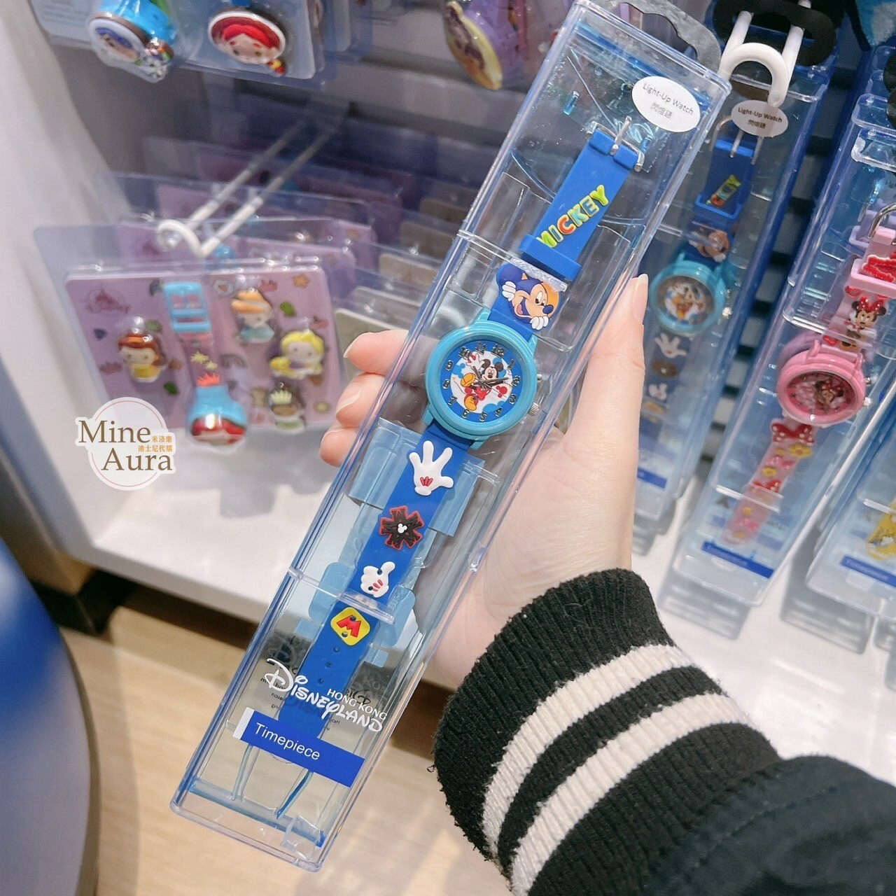 米奇 Mickey 手手 手套 造型 藍色 兒童 手錶 -香港迪士尼樂園