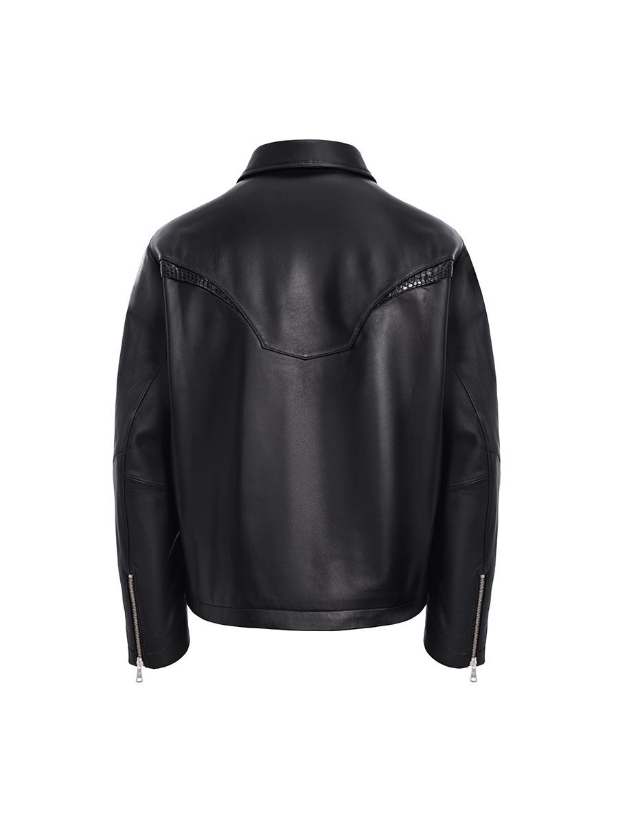 CATSSTAC 靈蛇 蟒蛇 拼接 仿皮夾克