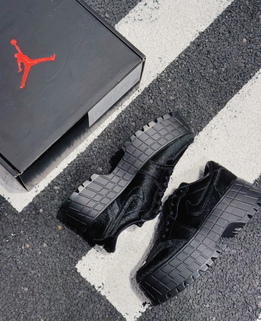 Nike Air Jordan 1 Brooklyn Low AJ1 全黑 馬毛 黑色 增高 休閒鞋 IB7210006