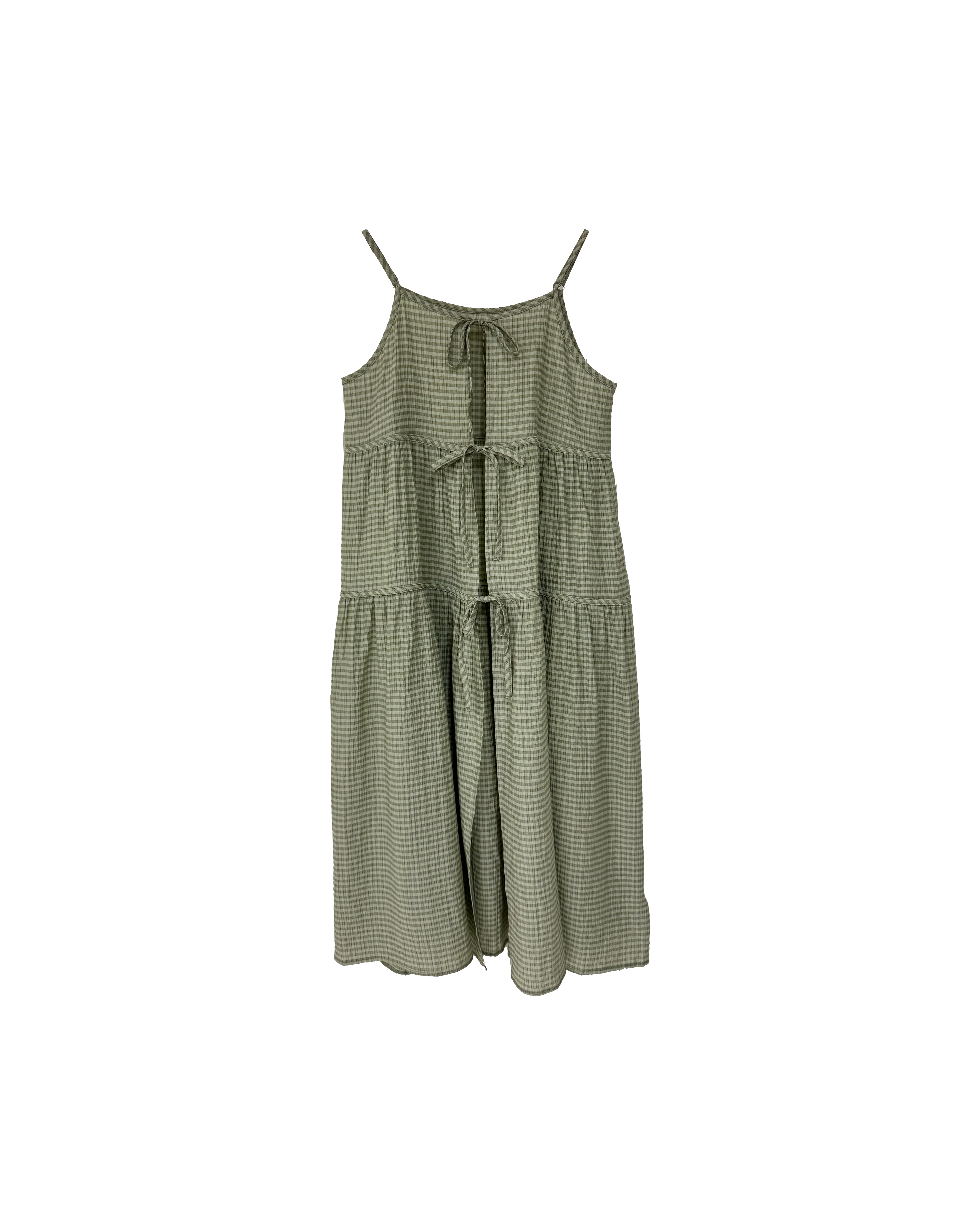 皺皺細格綁結2way背心外搭