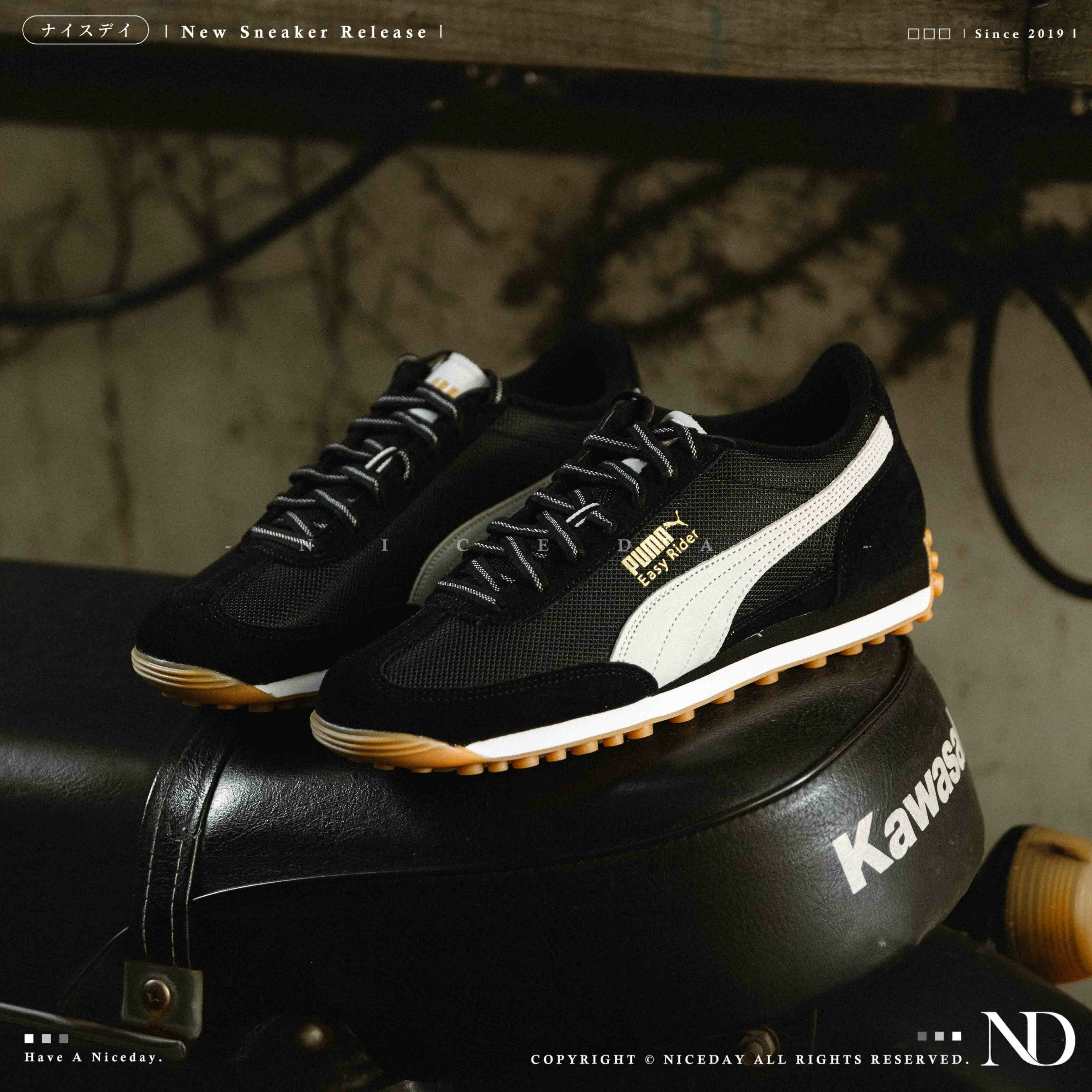 NICEDAY 現貨 PUMA EASY RIDER FOOTIE 黑色 白標 麂皮 焦糖底 運動鞋 401559-02